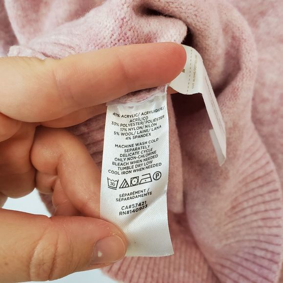 LOFT Sweater Womens Medium Cat Mama Novelty Spellout Crew Neck Pink Wool Blend - Picture 3 of 7